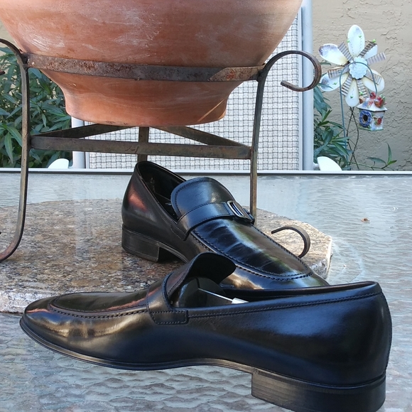 💯 !!!!!SOLD!!!!!!   Salvatore Ferragamo Black Leather Rain Lux Slip  Ons - Picture 10 of 14